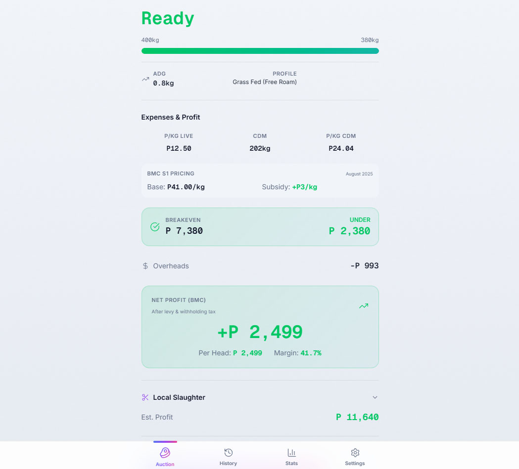 Cowculator — interface view 3